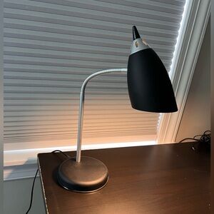 Adjustable Black Desk Lamp with Silver Gooseneck